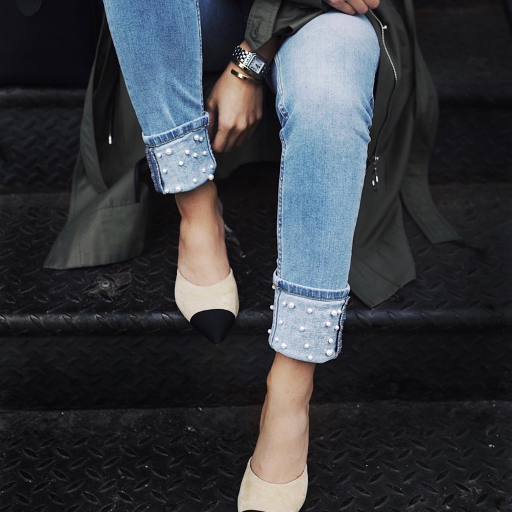 Zara Blue Jeans with Pearl details